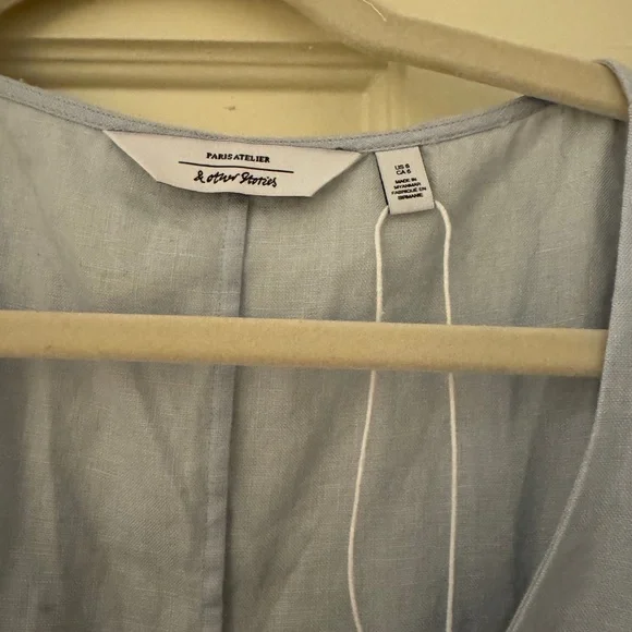 & Other Stories Sky Blue Midi Dress with Puff Sleeves - Picture 2 of 5